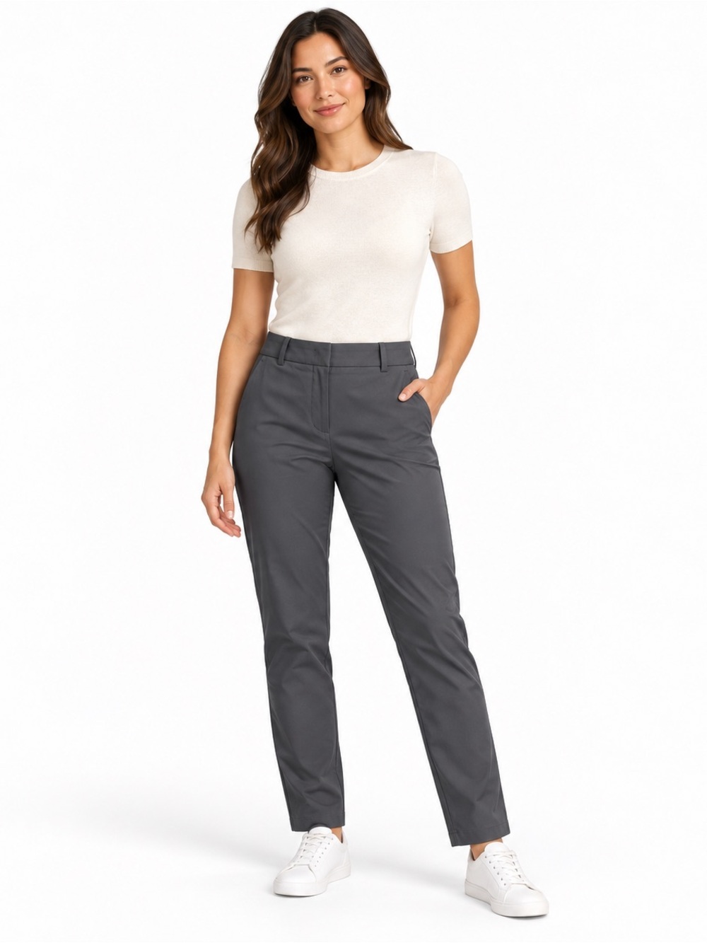 Kit & Ace Pants Size 10 Navigator Ride Ankle Grey Slim Fit Stretch Work Career